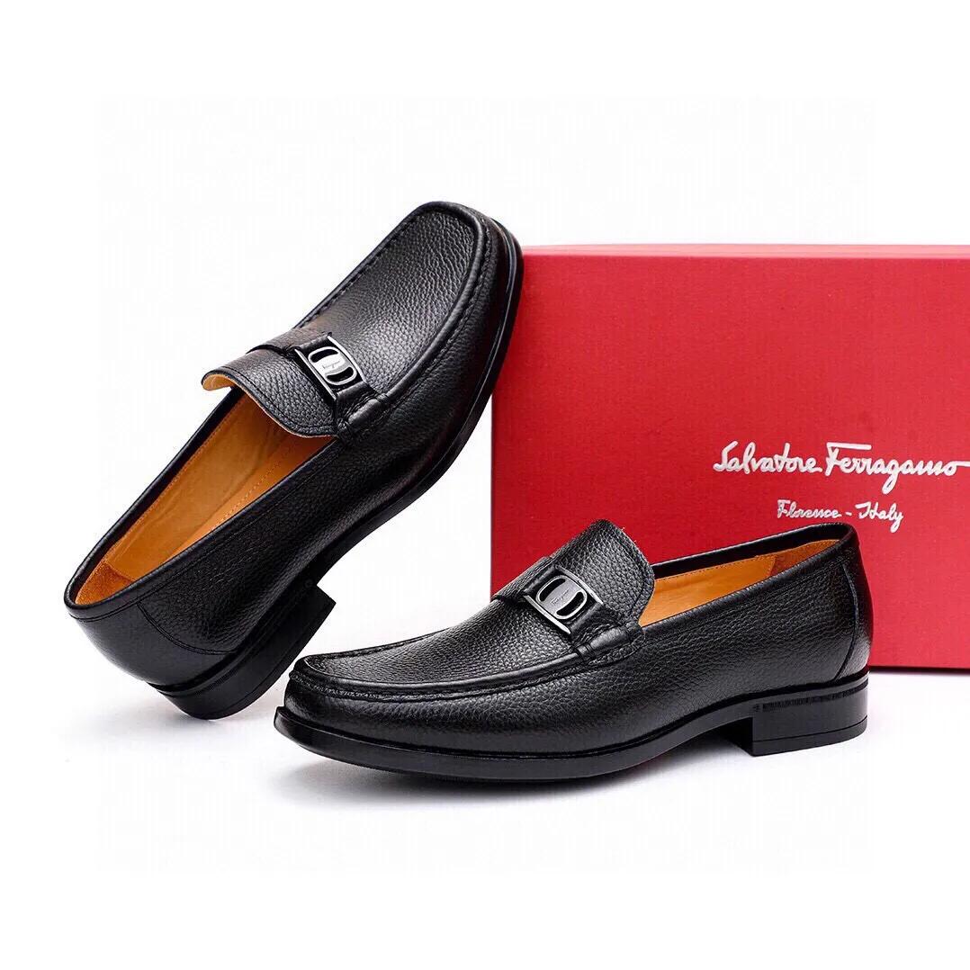 Men's shoes 💰520 💐[Ferragamo/Ferragamo] New 🐲Ferragamo* Ferragamo classic formal leather shoes! It uses imported first-layer pebbled cowhide leather upper + luxurious hardware buckle, and the inner first-layer comfortable cowhide leather lining! Original rubber outsole! Code number 38-44 (45🉑️customized)